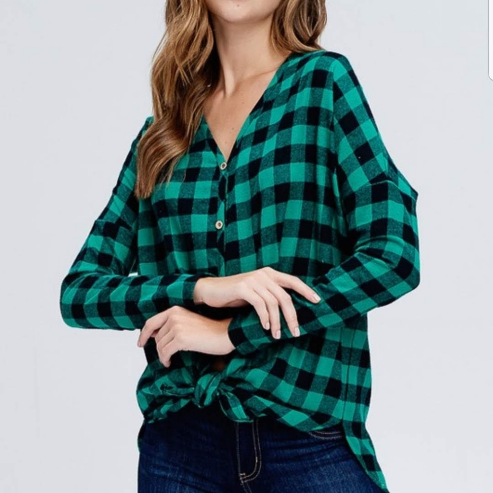White Birch,  size L, XL. Green and Black plaid